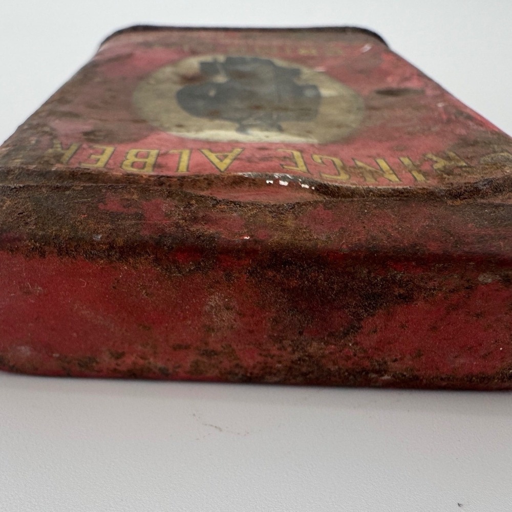 Prince Albert Crimp Cut Tobacco Tin Vintage Red Metal Pocket Can R.J. Reynolds - Picture 8 of 10